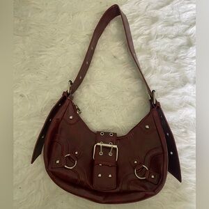 Burgundy Red Leather Shoulder Bag